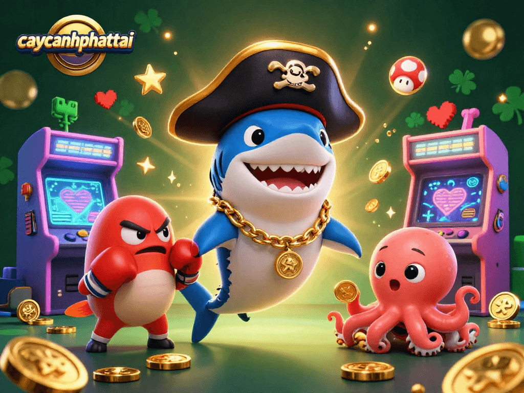 Experience exciting gaming thrills with caycanhphattai, featuring vibrant 3D characters and casino elements.