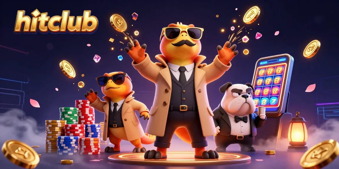 Hitclub raptors comically attempting VIP entry, showcasing vibrant casino elements and dynamic gaming atmosphere.