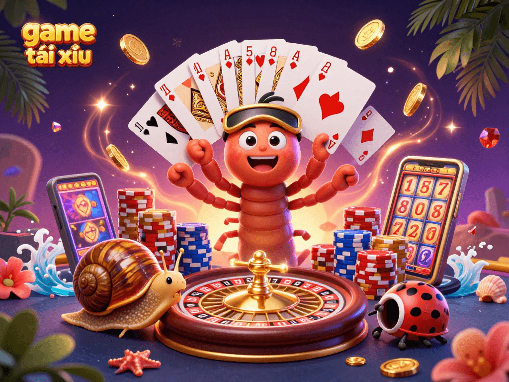 Experience the excitement of game tài xỉu with dynamic characters and vibrant gaming elements.