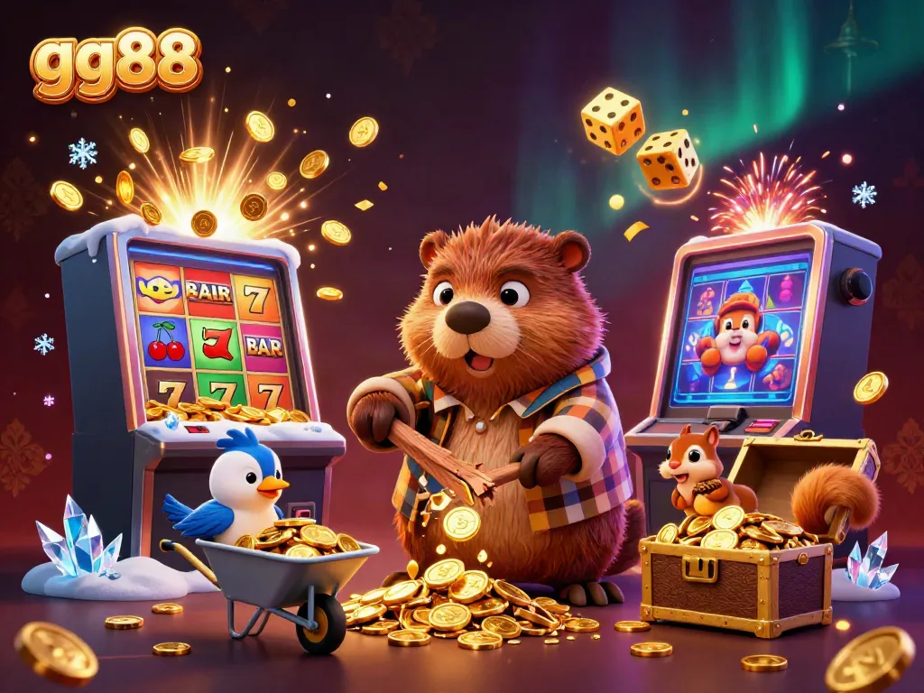 Experience excitement at gg88 with a beaver, bird, and squirrel celebrating a jackpot.