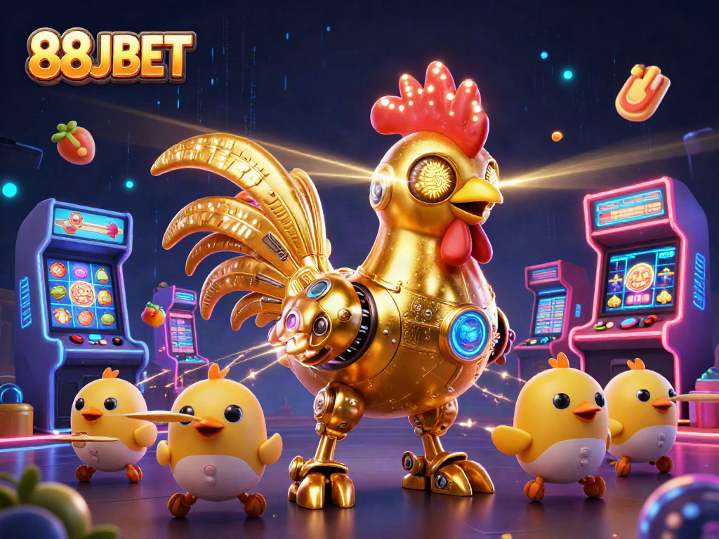 Experience the thrill of gaming at 88JBET with vibrant visuals showcasing slot machines and colorful characters.