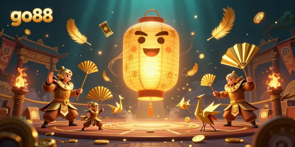 Engage in thrilling gaming action with go88, featuring a vibrant casino scene filled with golden elements.