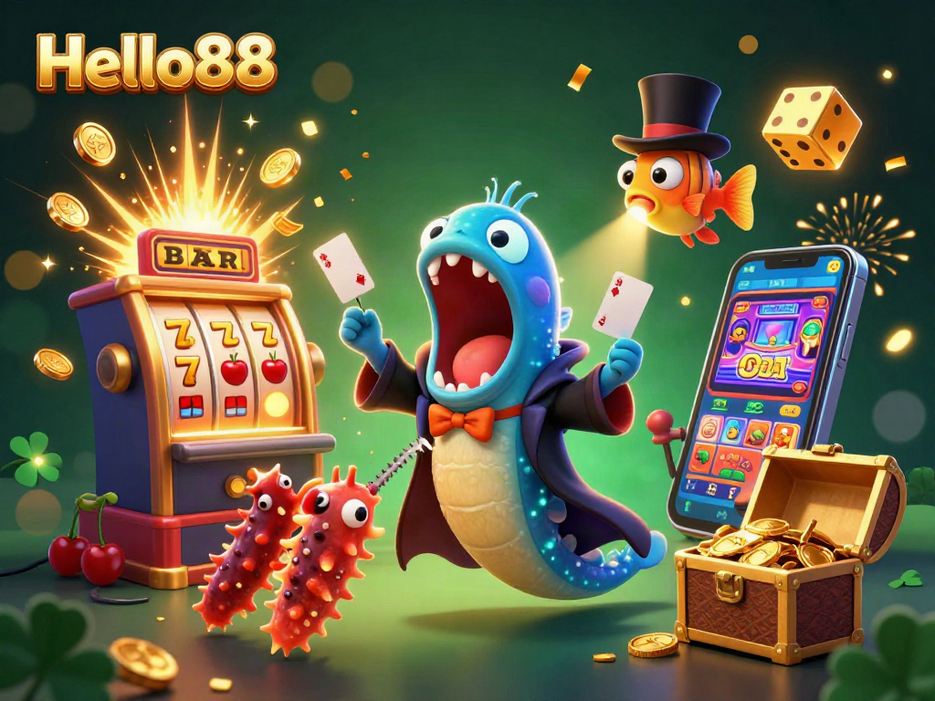 Spin the reels with Hello88 as the underwater magic spectacle captivates with vibrant casino elements.
