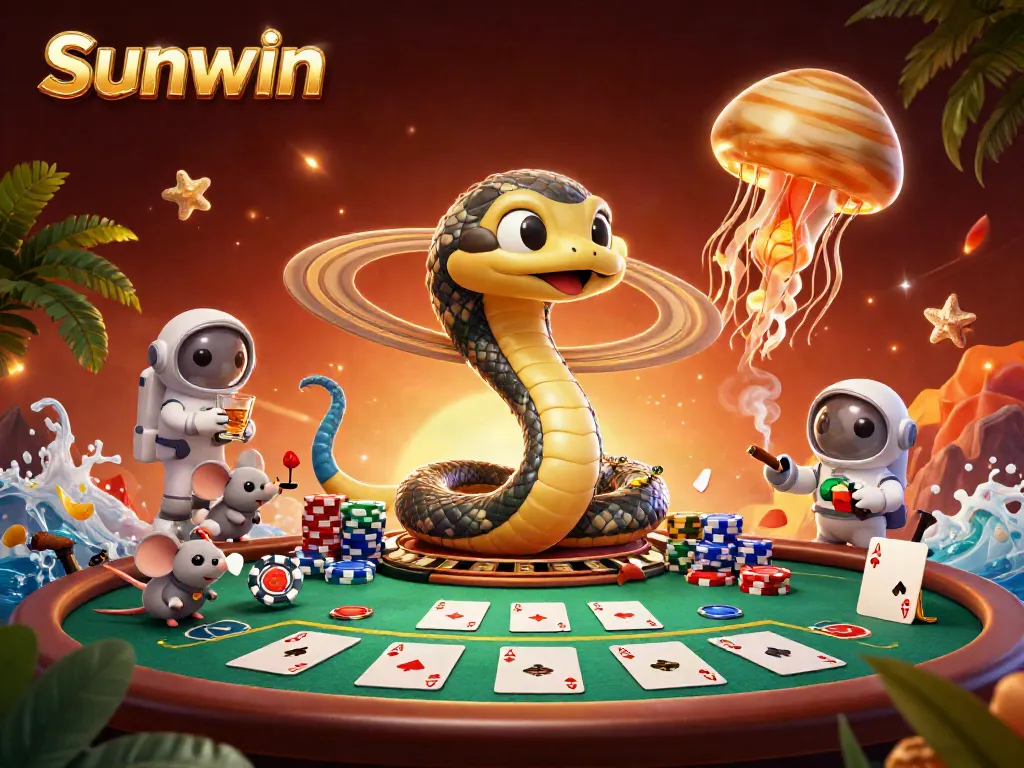 Experience thrilling bets with Sunwin's cosmic casino scene featuring animated roulette.