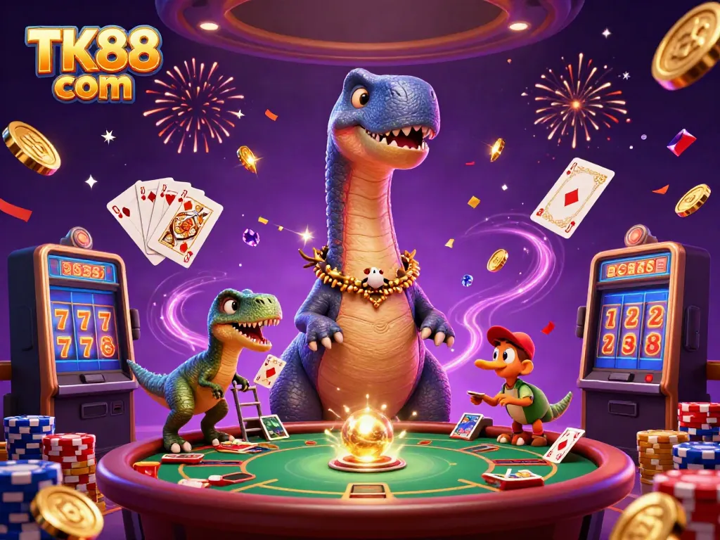 Experience exciting gaming at TK88 com with thrilling 3D characters and vibrant casino elements.