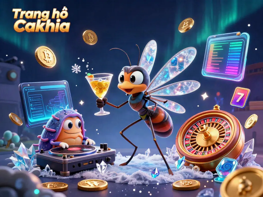 Experience excitement at Trang chủ Cakhia with a dynamic illustration featuring casino characters and vibrant game elements.