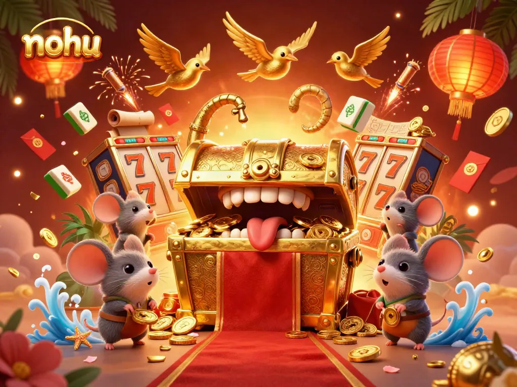 Engage with the exciting nohu jackpot scene featuring dynamic treasure elements and lucky symbols.