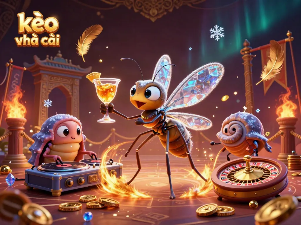 Engage with kèo nhà cái in a vibrant 3D illustration featuring a casino mascot and thrilling gambling elements.