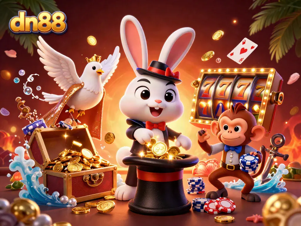 Engage in thrilling gameplay at dn88 with a vibrant casino scene featuring magical characters and dynamic elements.