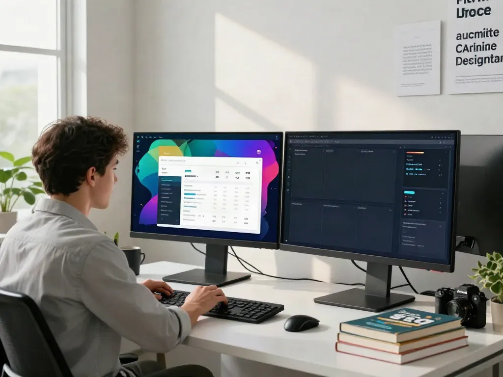 SEO expert working on instant indexing strategies in a modern office.