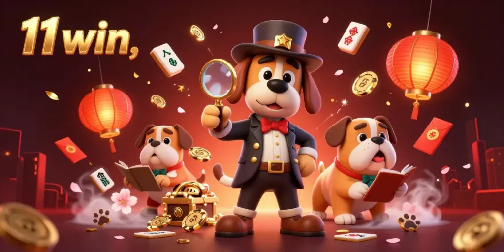 Experience thrilling adventures with the 11 win casino scene featuring a detective and treasure clues amidst vibrant elements.
