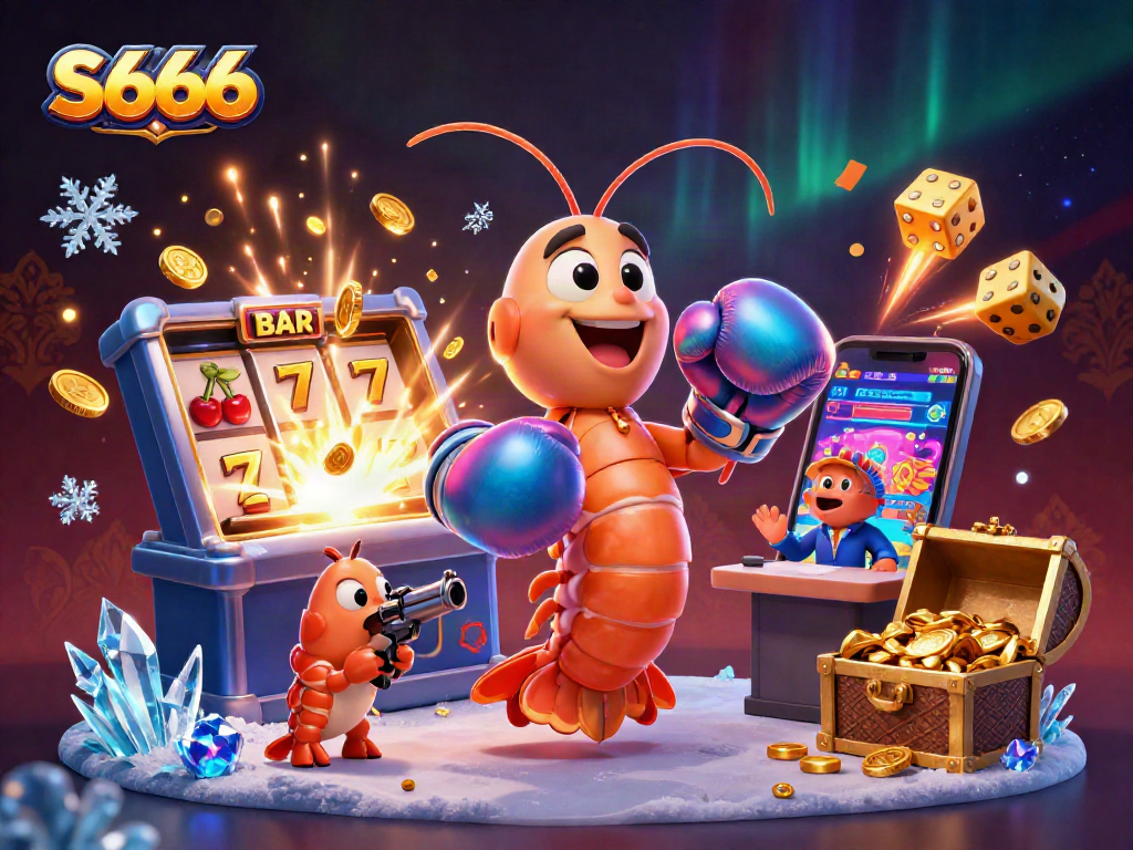 S666 unveils a vibrant casino scene with dynamic slot machines and animated characters celebrating a jackpot.