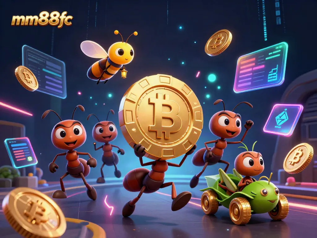 Experience the thrill of mm88fc as an ant team executes a daring casino heist with vibrant gaming elements.