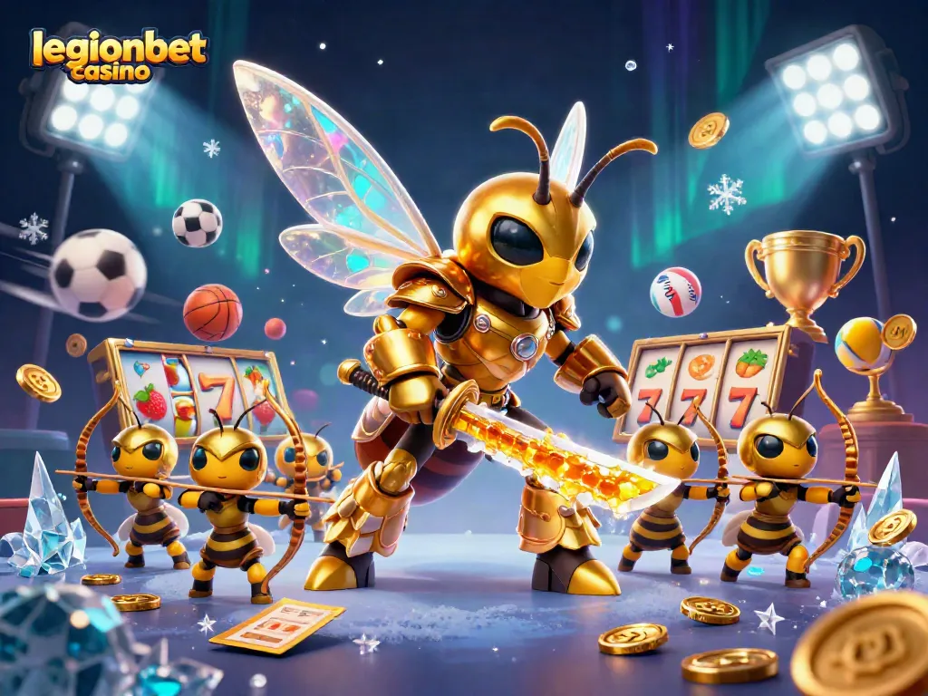 Experience thrilling slots action at legionbet casino with a vibrant 3D casino adventure illustration.
