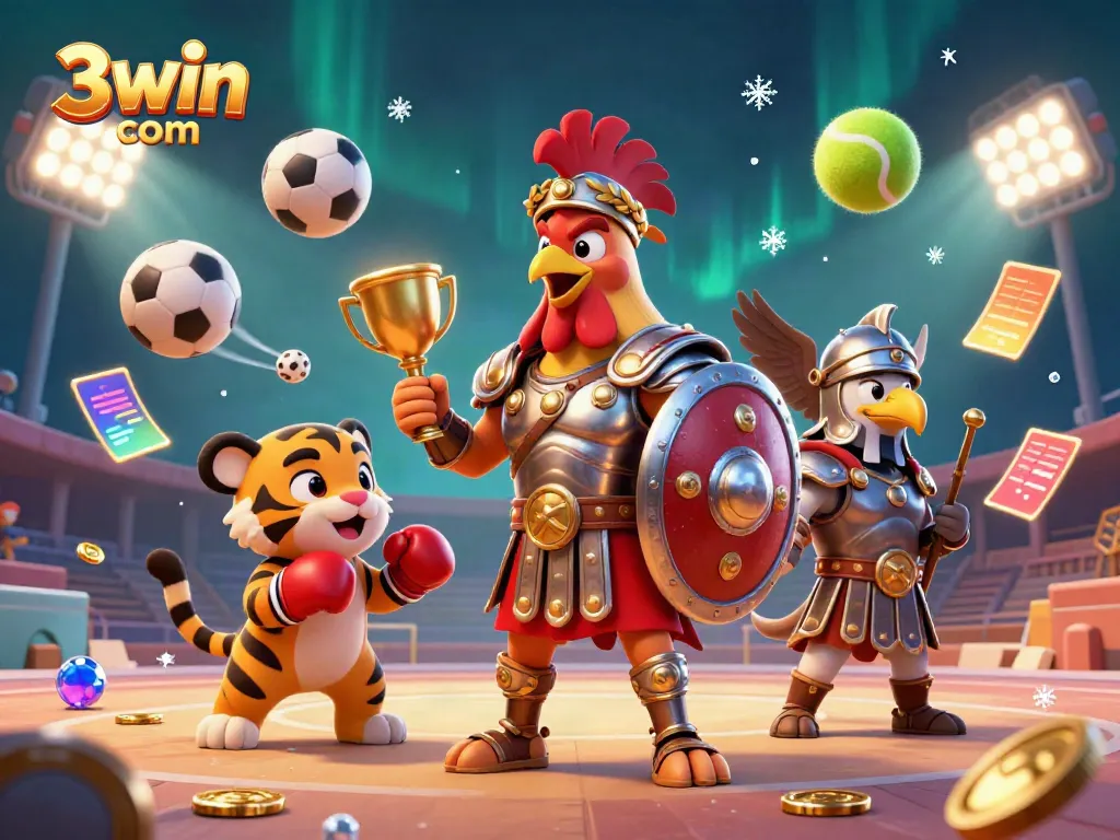 Win at 3win com with dynamic sports betting elements showcasing a thrilling gambling scene.