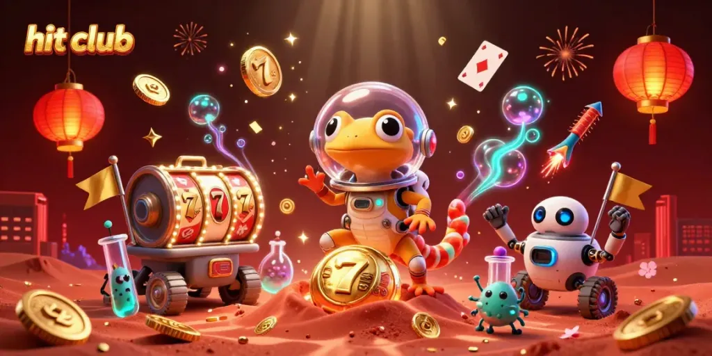 Hit club games come alive with Martian gecko, showcasing gambling excitement from a vibrant casino scene.