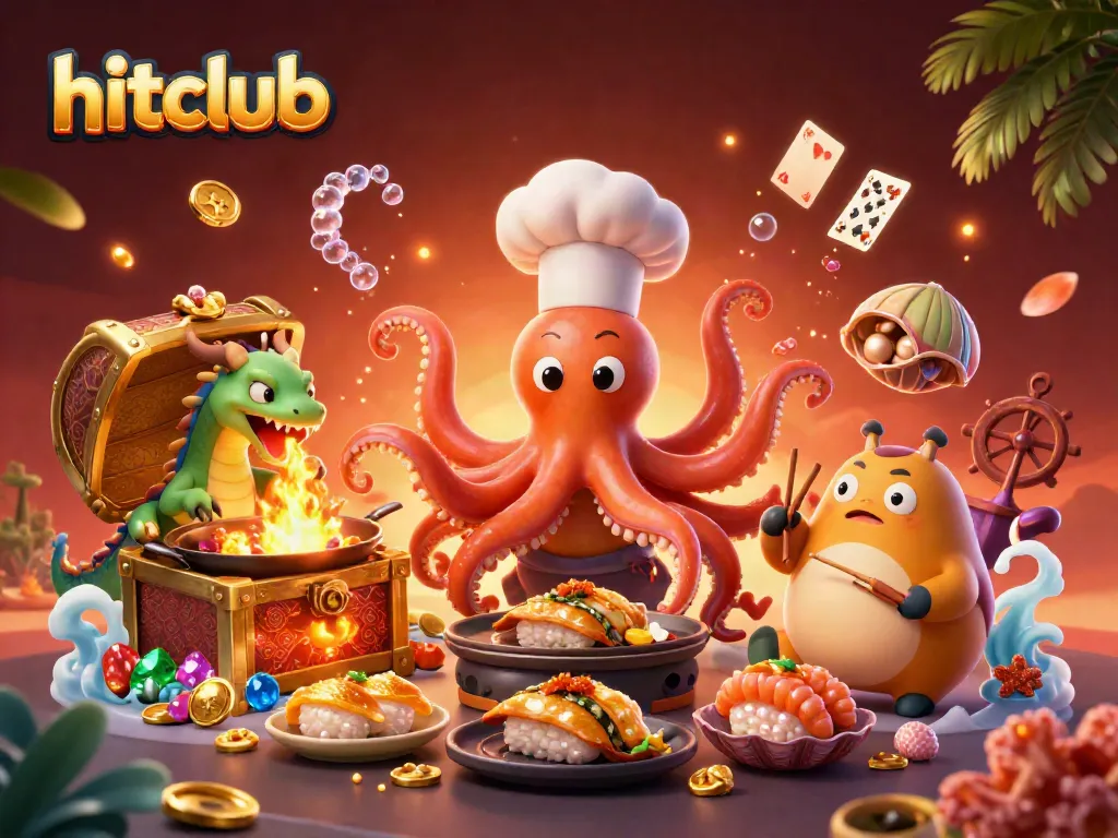 Engage with hitclub in this vibrant 3D casino scene featuring unique characters and dynamic gameplay elements.
