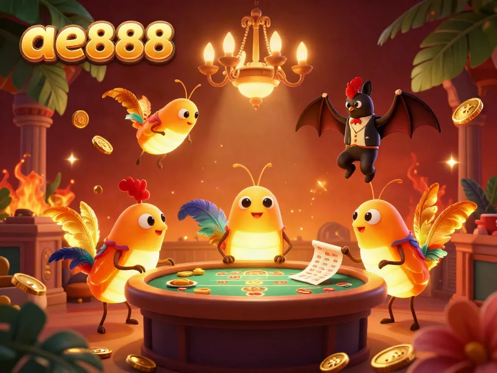 Experience cockfighting action at ae888 with colorful feathers and a lively betting atmosphere.
