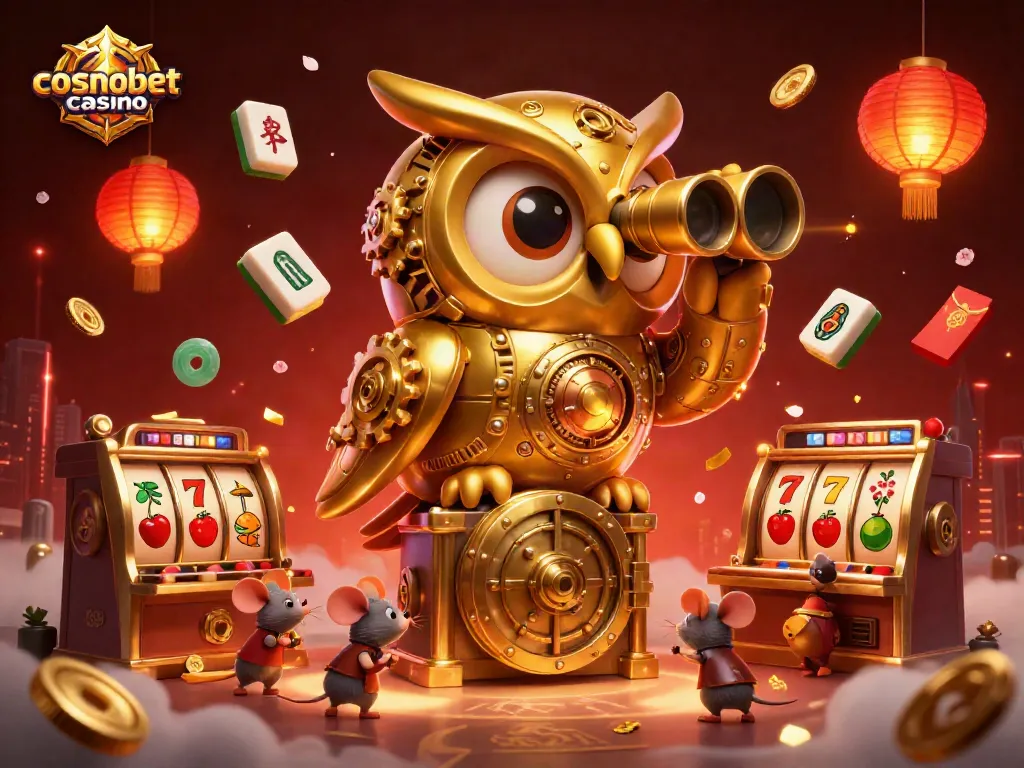 Engage with thrilling games at cosmobet casino with this lively illustration showcasing dynamic slot machines and vibrant characters.