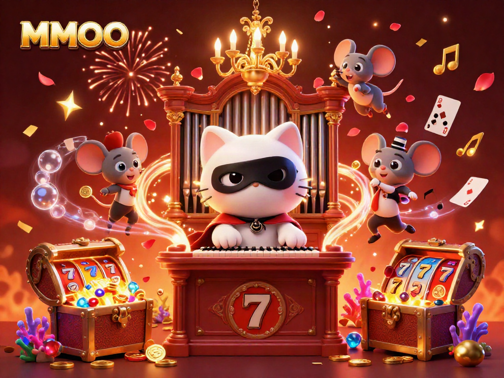 MMOO celebrates casino excitement with a vibrant 3D illustration of luck and winning.