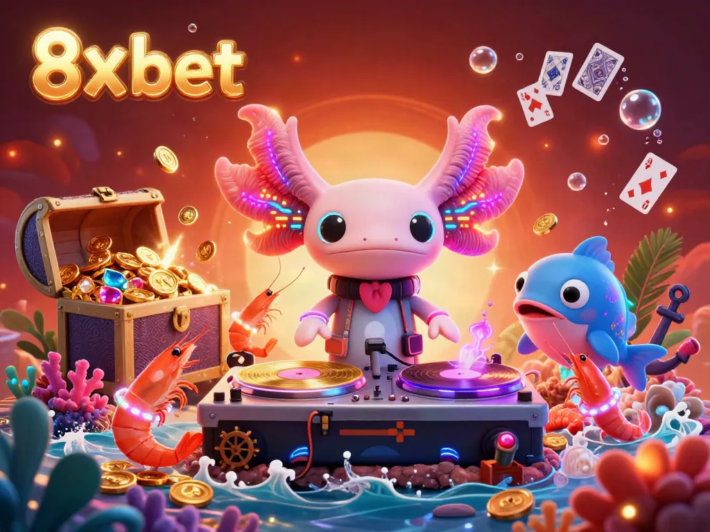 Experience 8x bet magic with an underwater casino party featuring a DJ axolotl.
