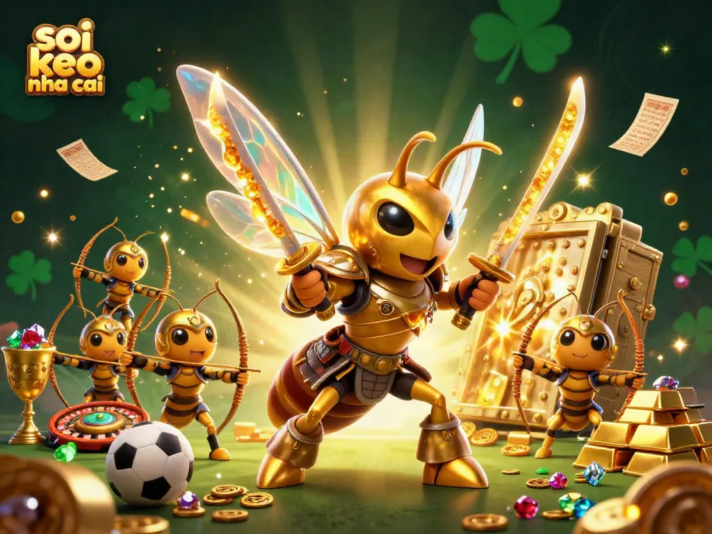 Sports betting excitement illustrated with dynamic elements showcasing soi keo nha cai in focus, full of action and treasures