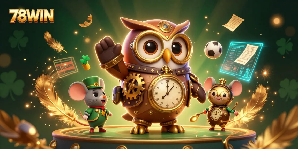 Engage in thrilling sports betting at 78WIN with a 3D showdown featuring a time-traveling owl and steampunk mouse.