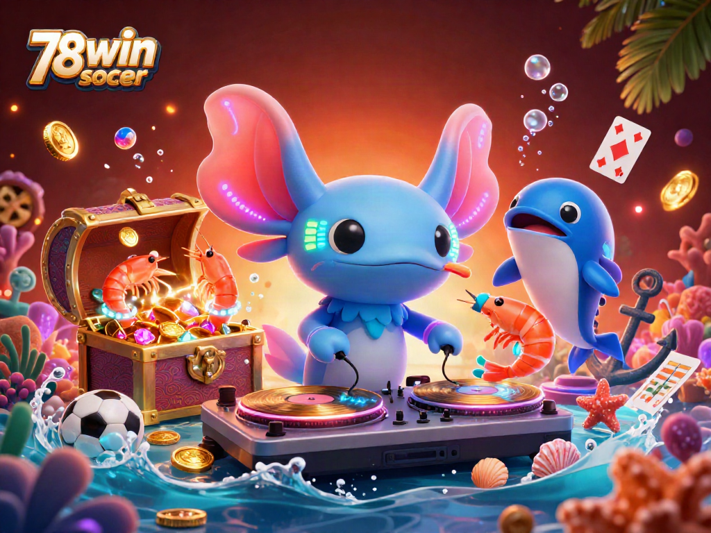 Experience thrilling sports betting at 78win soccer with vibrant underwater visuals and engaging characters.