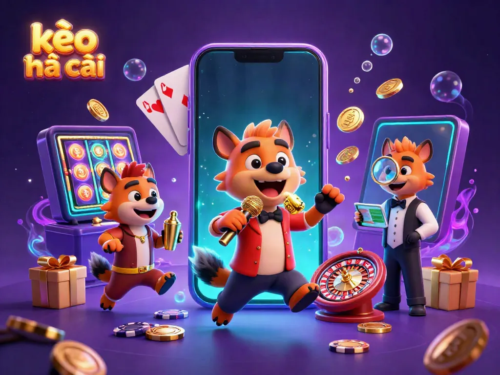 Experience the kèo nhà cái atmosphere with lively hyena characters engaging in sports betting activities at a casino.
