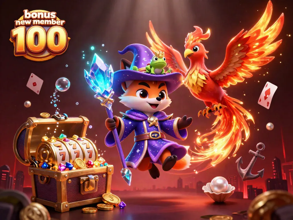 Explore exciting games with the bonus new member 100 at our vibrant casino, featuring lively visuals and gaming elements.
