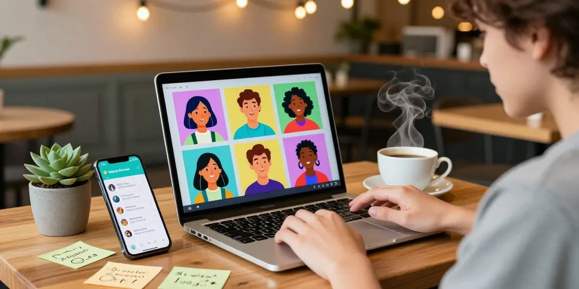Engaging user exploring spicychat platform in a vibrant digital café setting.