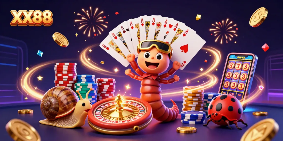 Engage in thrilling gameplay at XX88 with a dynamic casino environment featuring vibrant characters and games.