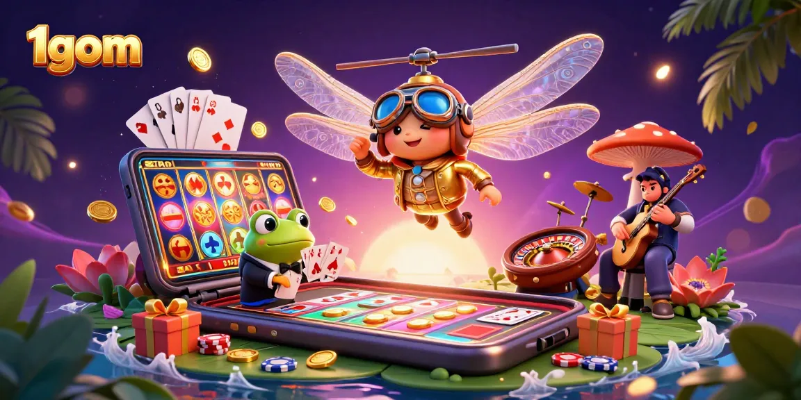 Experience dynamic gambling fun with 1gom in this vibrant casino scene filled with action.