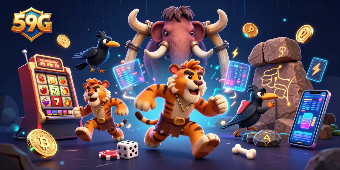 Experience thrilling slots at 59G's prehistoric casino with vibrant game elements.