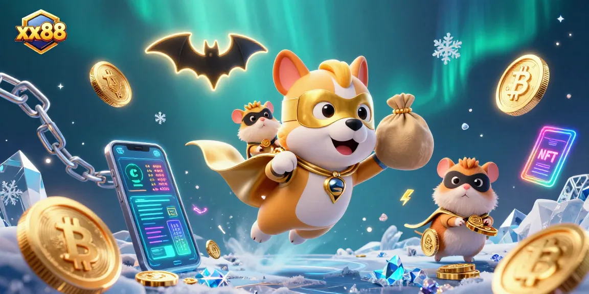 Experience thrilling adventures with xx88 as a superhero dog and sidekick hamster soar through a vibrant gaming scene.