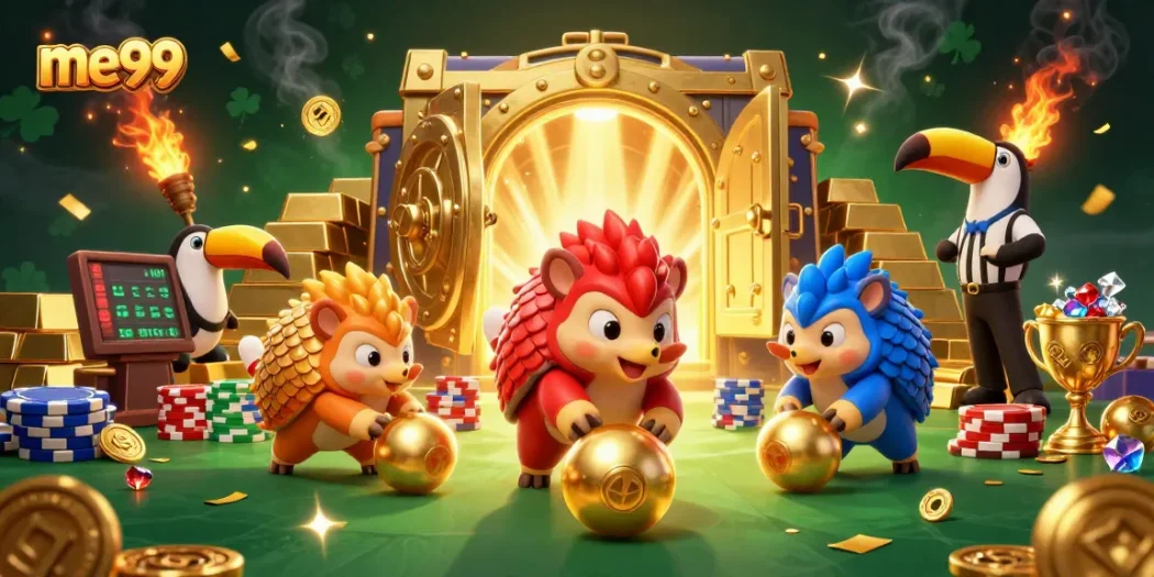 Experience thrilling gameplay at me99 with dynamic pangolins, poker chips, and golden treasures.