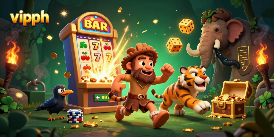 Experience thrilling slots and games at vipph, with vibrant characters and a dynamic casino setting.