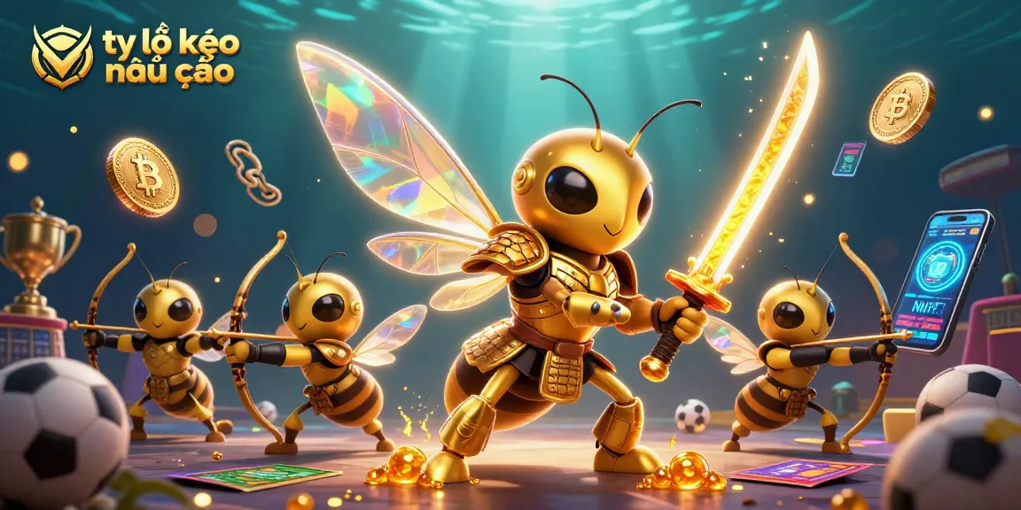 User engages with tỷ lệ kèo nhà cái while betting on a dynamic sporting event featuring vibrant illustrations of characters and crypto elements.