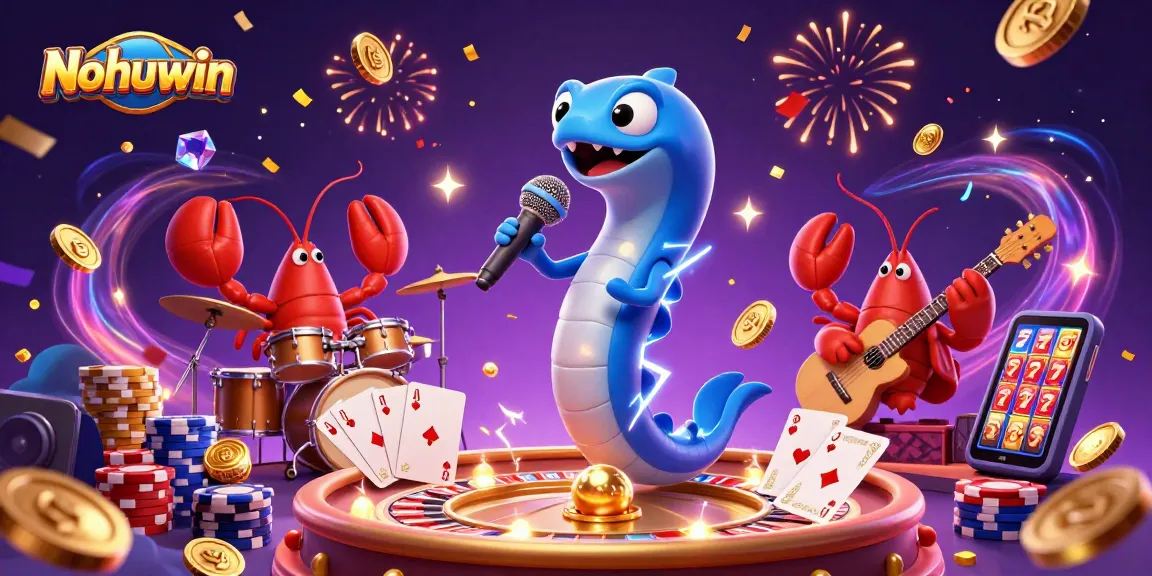 Nohuwin showcases an electrifying underwater casino performance featuring vibrant characters and dynamic games.