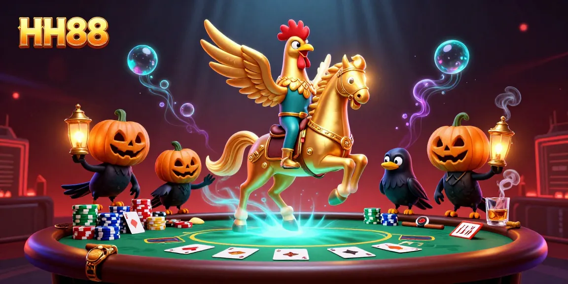 HH88 players enjoying a dynamic casino scene with poker chips and glowing elements.