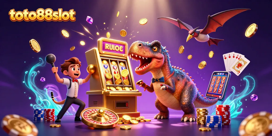 Experience winning moments at toto88slot with a pachycephalosaurus hitting the jackpot and coins flying everywhere.