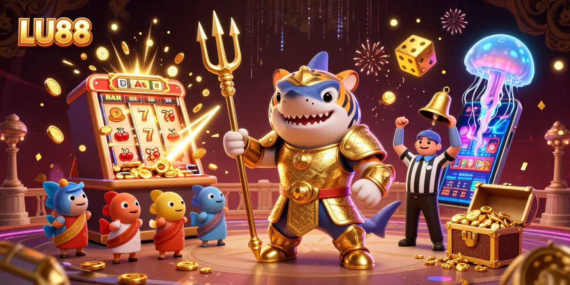 Experience the thrill of LU88 slots with dynamic 3D characters and vibrant casino elements.