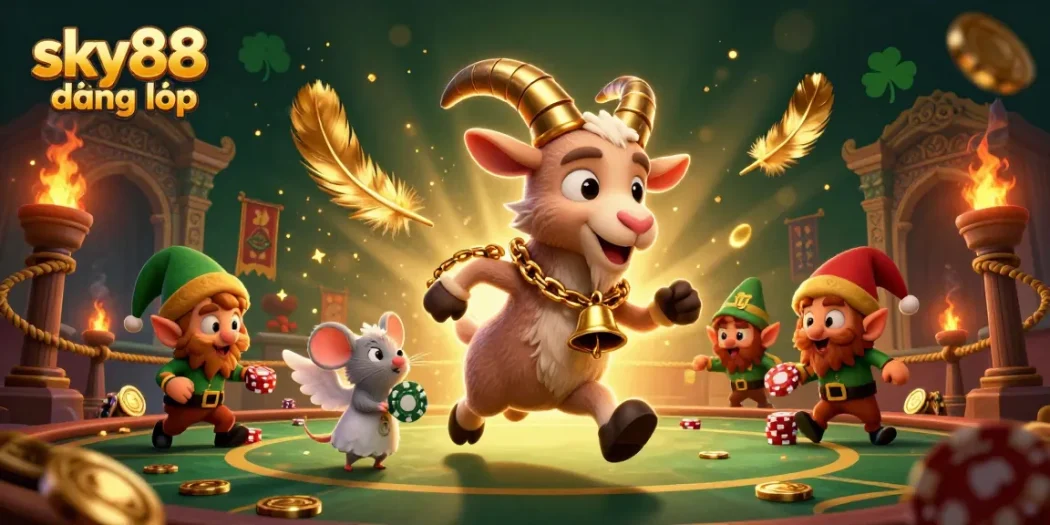 Experience the thrill of sky88 đăng nhập with a festive horror casino scene featuring Krampus and elves.