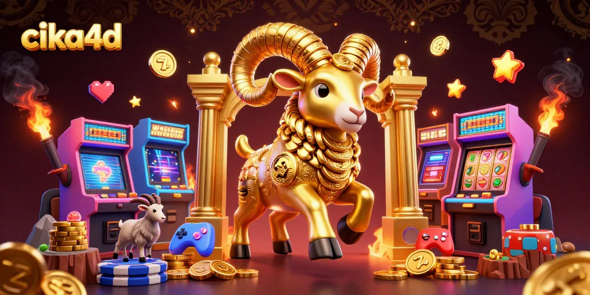 Experience the thrill of wins with CIKA4D's vibrant casino world filled with golden rams and arcade games.