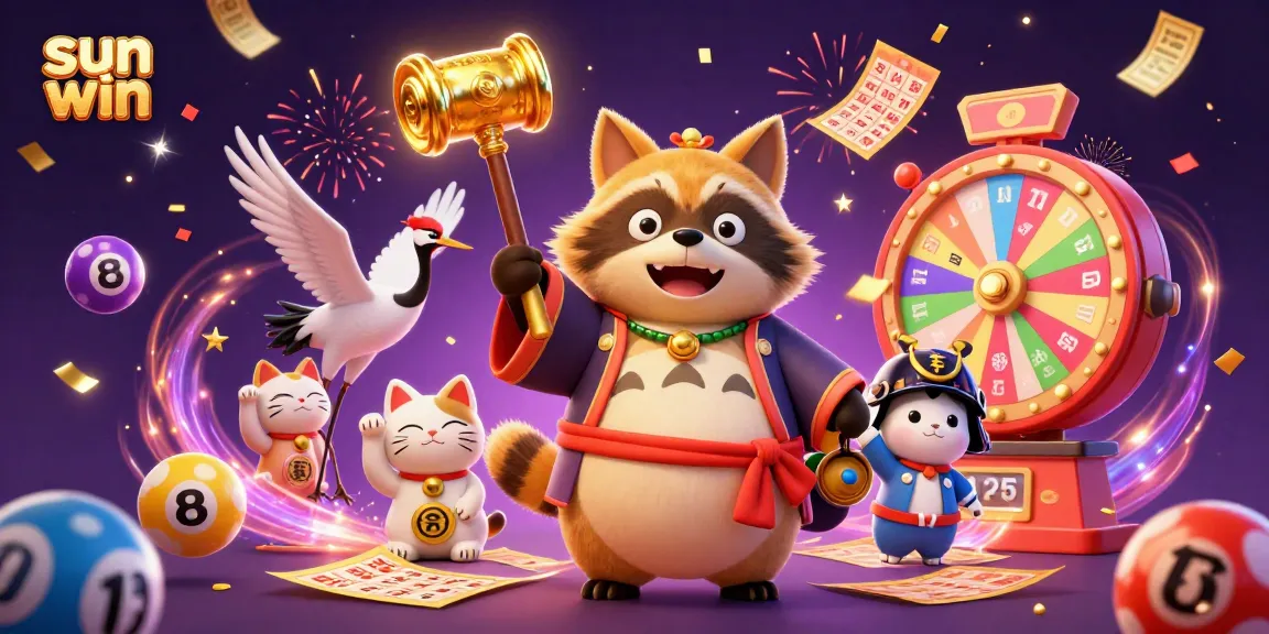 Experience thrilling wins with sun win's animated casino scene featuring colorful games and characters.