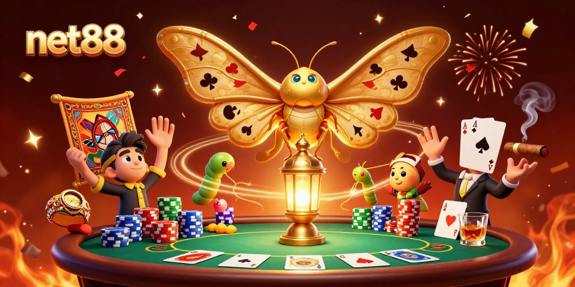 Experience thrilling poker action with net88's vibrant casino illustration art.
