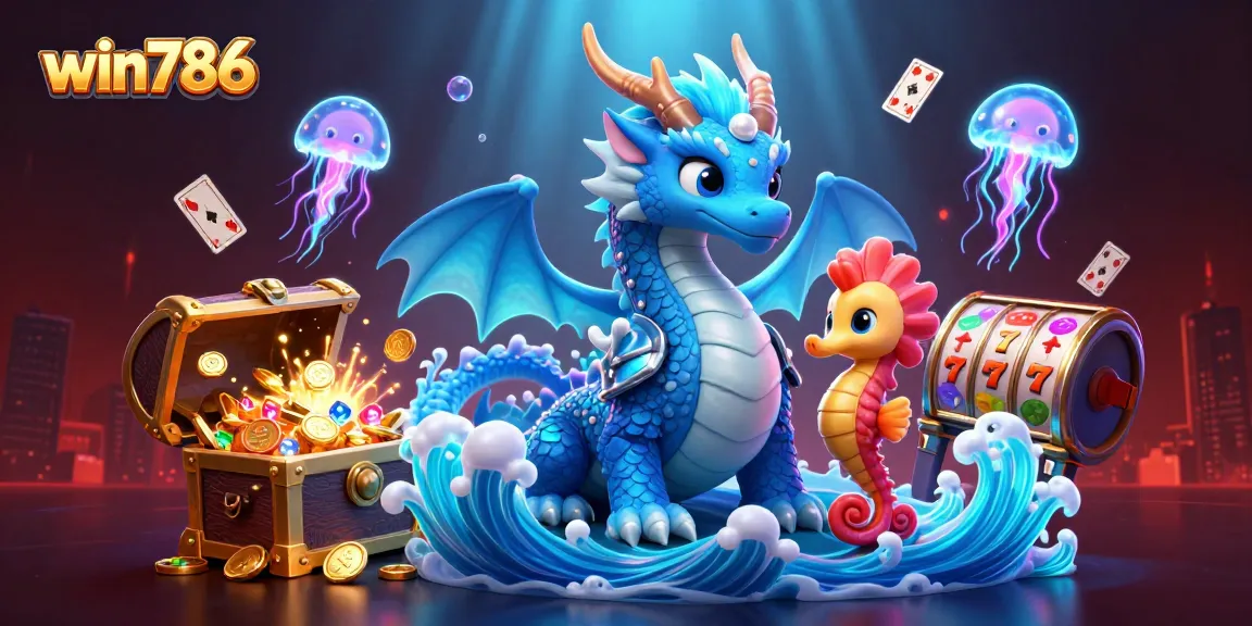 Win786 immerses players in a vibrant underwater casino world, showcasing dynamic slot games and animated characters.