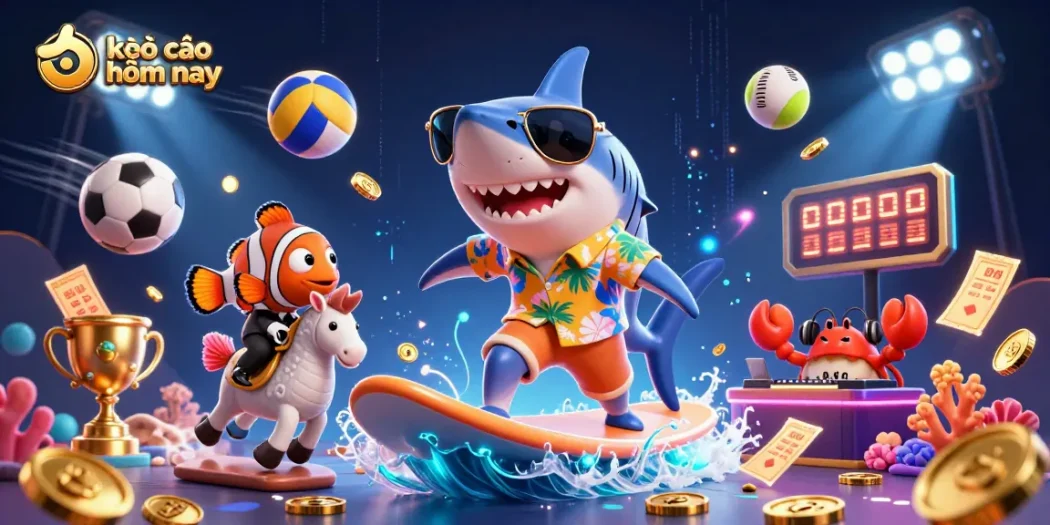 Bet on kèo nhà cái hôm nay with an exciting 3D illustration featuring sports and fun elements.
